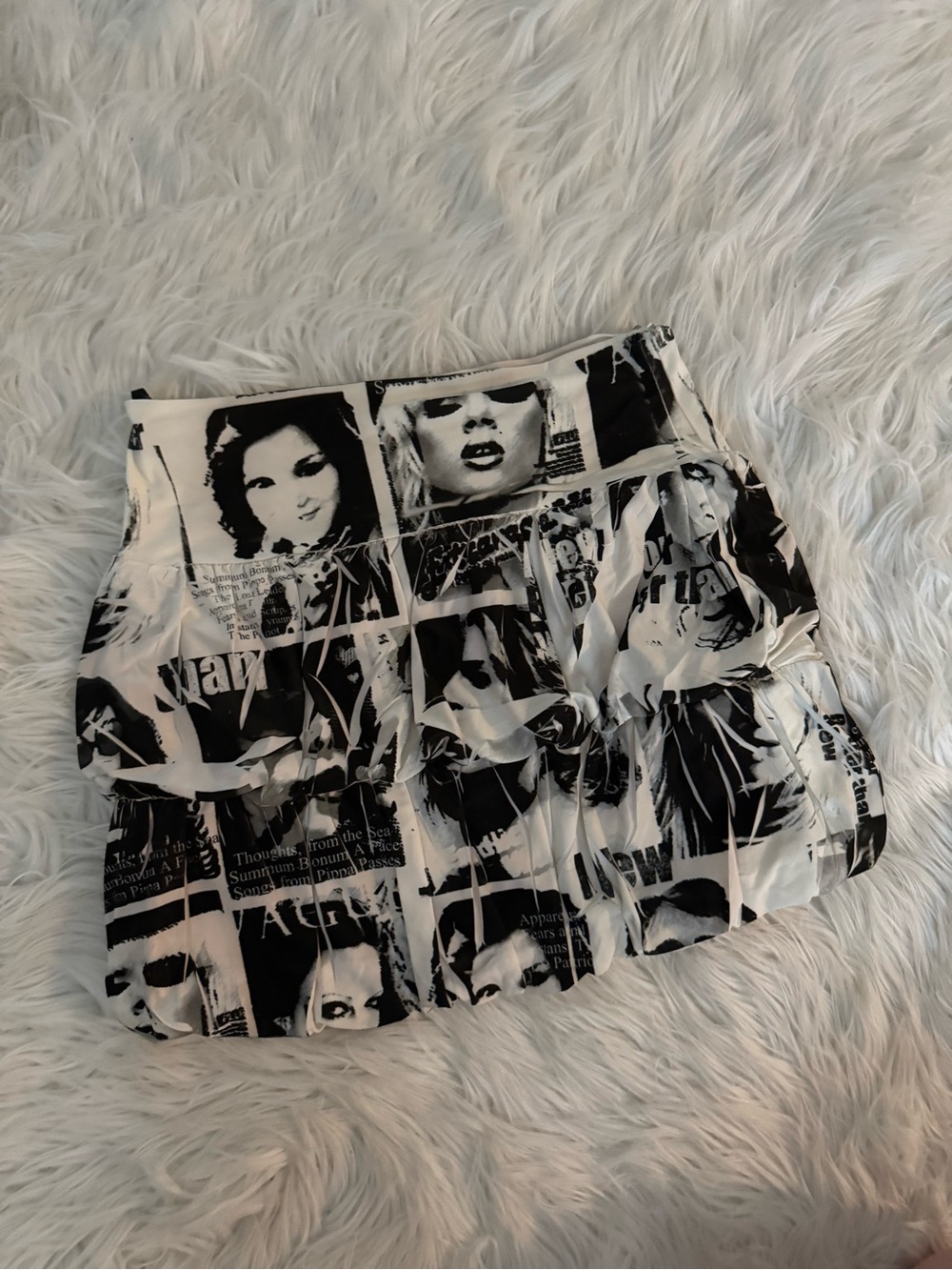 Newspaper Print Ruffled Mini Skirt - Picture 2 of 2